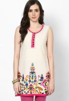 Entropy Beige Embroidered Kurtis