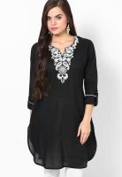 Entropy Black Embroidered Kurtis