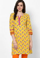 Entropy Yellow Printed Kurtis