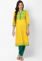 Entropy Yellow Printed Kurtis