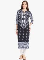 Folklore Black Printed Kurta