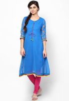 G Aqua Blue Embroidered Kurta