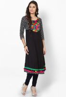 G Black Embroidered Anarkali