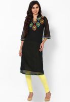 G Black Embroidered Kurta