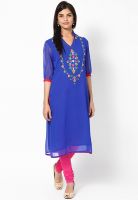 G Blue Embroidered Kurta