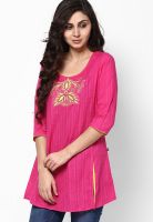 G Fuchsia Embroidered Kurtis