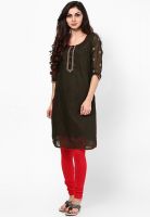 G Green Striped Kurta