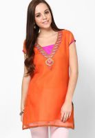 G Orange Embroidered Kurta