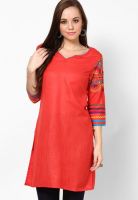 G Orange Solid Kurta