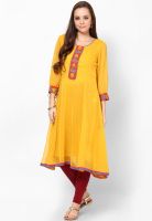 G Yellow Embroidered Kurta