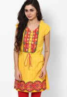 G Yellow Printed Kurta