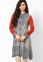 Global Desi Beige Printed Kurta