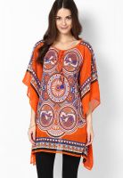 Global Desi Orange Printed Kurtis