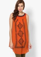 Global Desi Orange Solid Kurtis