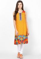 Global Desi Yellow Solid Kurtis