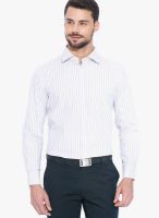 Globus White Striped Regular Fit Formal Shirt