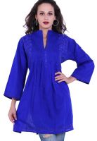 Indidori Blue Embroidered Kurtis