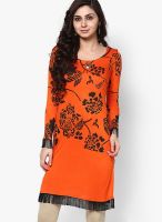 Ira Soleil Orange Printed Kurta