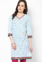 Jaipur Kurti Aqua Blue Printed Kurtis