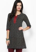 Jaipur Kurti Black Printed Kurta