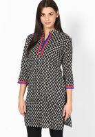 Jaipur Kurti Black Printed Kurta