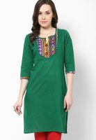 Jaipur Kurti Green Solid Kurtis