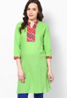 Jaipur Kurti Green Solid Kurtis