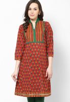 Jaipur Kurti Maroon Printed Kurtis