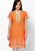 Jaipur Kurti Orange Printed Kurtis