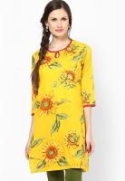 Jaipur Kurti Yellow Printed Kurta