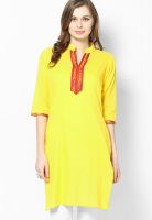 Jaipur Kurti Yellow Solid Kurtis