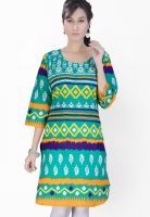 Jazzup Green Printed Kurtis