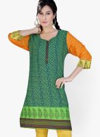 Jazzup Green Printed Kurtis