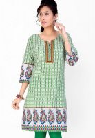 Jazzup Green Printed Kurtis