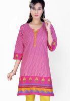 Jazzup Pink Printed Kurtis