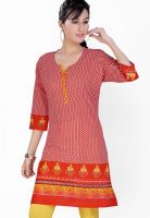 Jazzup Red Printed Kurtis