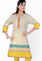 Jazzup Yellow Printed Kurtis