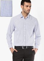 John Players Blue Check Regular Fit Formal Shirt