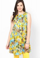 Jugnu Yellow Printed Kurtis