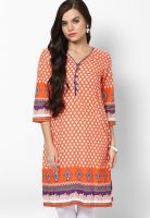 Karigari Orange Printed Kurta