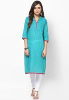 Kurti'S Aqua Blue Printed Kurtas