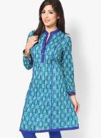 Kurti'S Aqua Blue Printed Kurtis