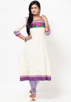 Kurti'S Cream Embroidered Kurtis