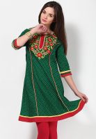 Kurti'S Green Embroidered Kurtis