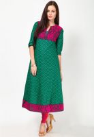 Kurti'S Green Embroidered Kurtis