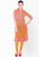 Kurti'S Orange Printed Kurtis