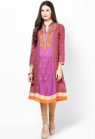 Kurti'S Purple Embellished Kurtas