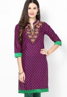 Kurti'S Purple Printed Kurtas