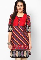 Kurti'S Red Embroidered Kurtis