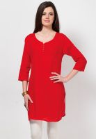 Kurti'S Red Solid Kurtis